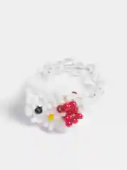 Белый кольцо из бисера - Хелло Китти / Hello Kitty