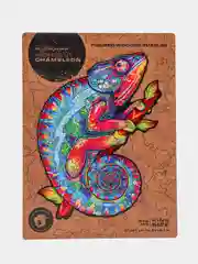 Фигурный деревянный пазл Unidragon Радужный хамелеон - King Size, 4-7 часов сборки