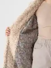Бежевый шуба женская тедди, из искусственного меха