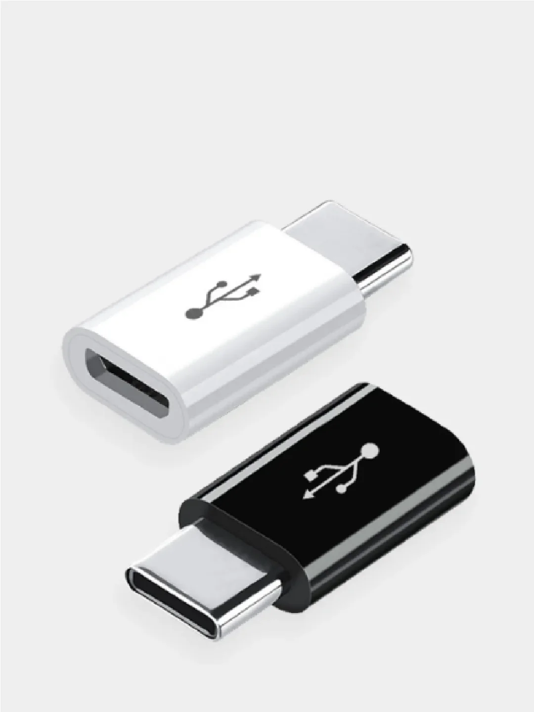 Белый адаптер-переходник с micro-USB (мама) на Type-C (папа)