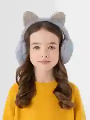Серый меланж наушники детские меховые / Наушники зимние с мехом, теплые