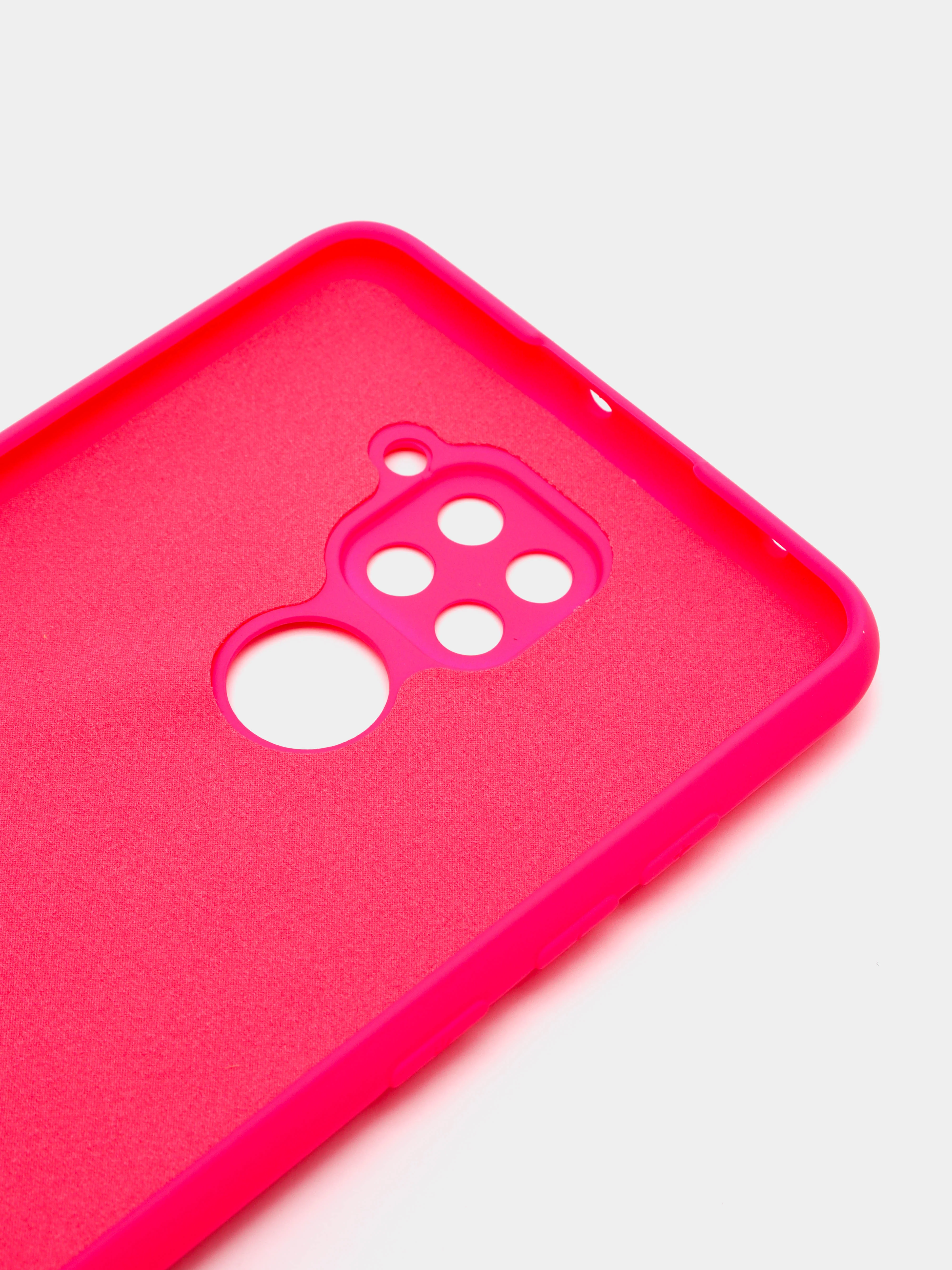 Тёмно-розовый чехол Xiaomi Redmi Note 9, Редми Нот 9 силиконовый, с закрытым низом и бархатом внутри