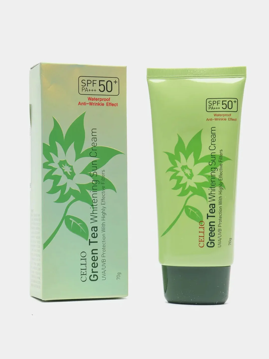Зеленый увлажняющий солнцезащитный крем для лица отбеливающий с SPF50+, база под макияж