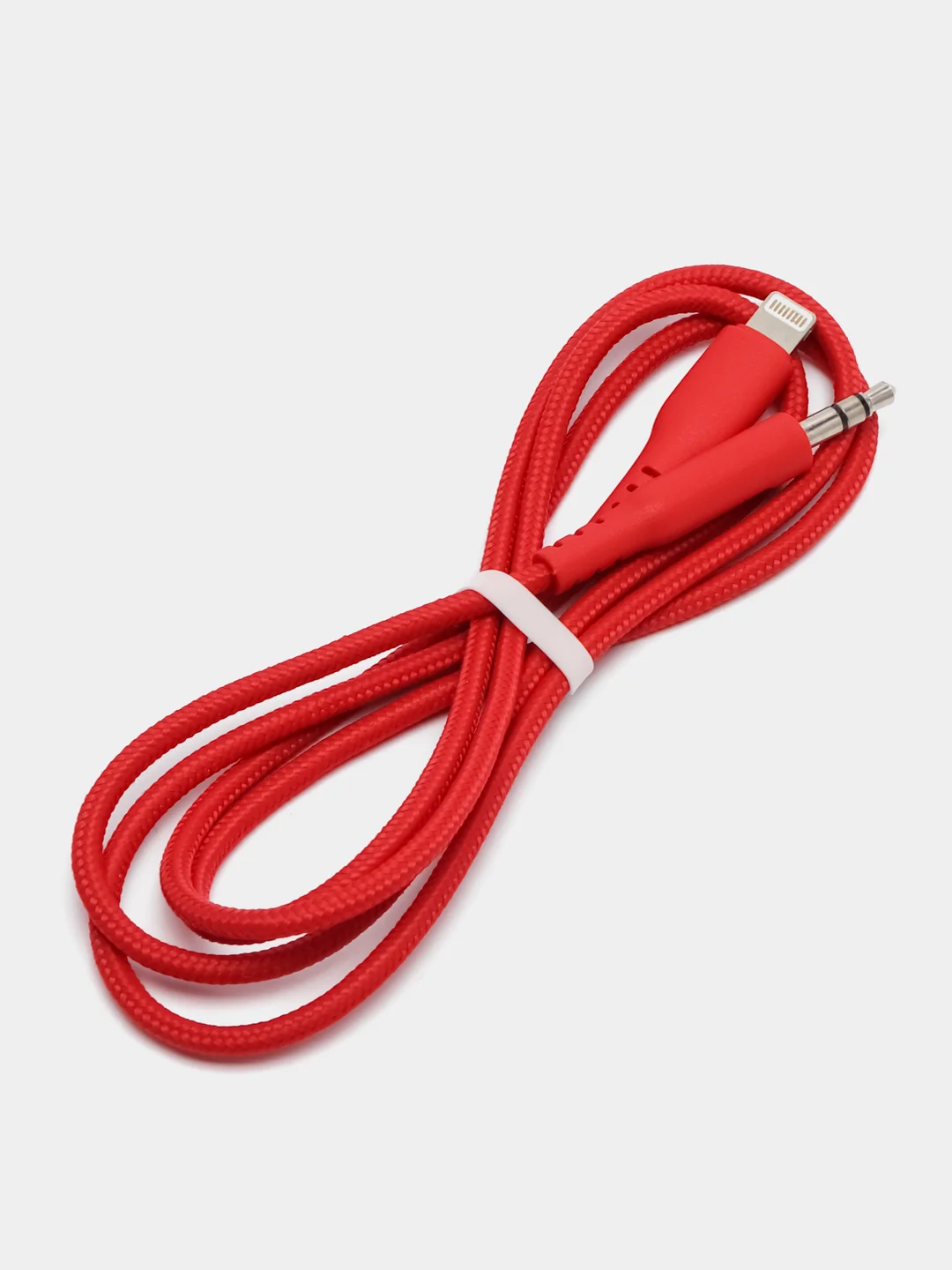 Красный кабель hoco UPA19, AUX, 3.5 mm, Lightning, 1 м, в оплетке, черный, премиум
