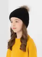 Бордовый шапка детская, меховая, вязаная, с натуральным мехом