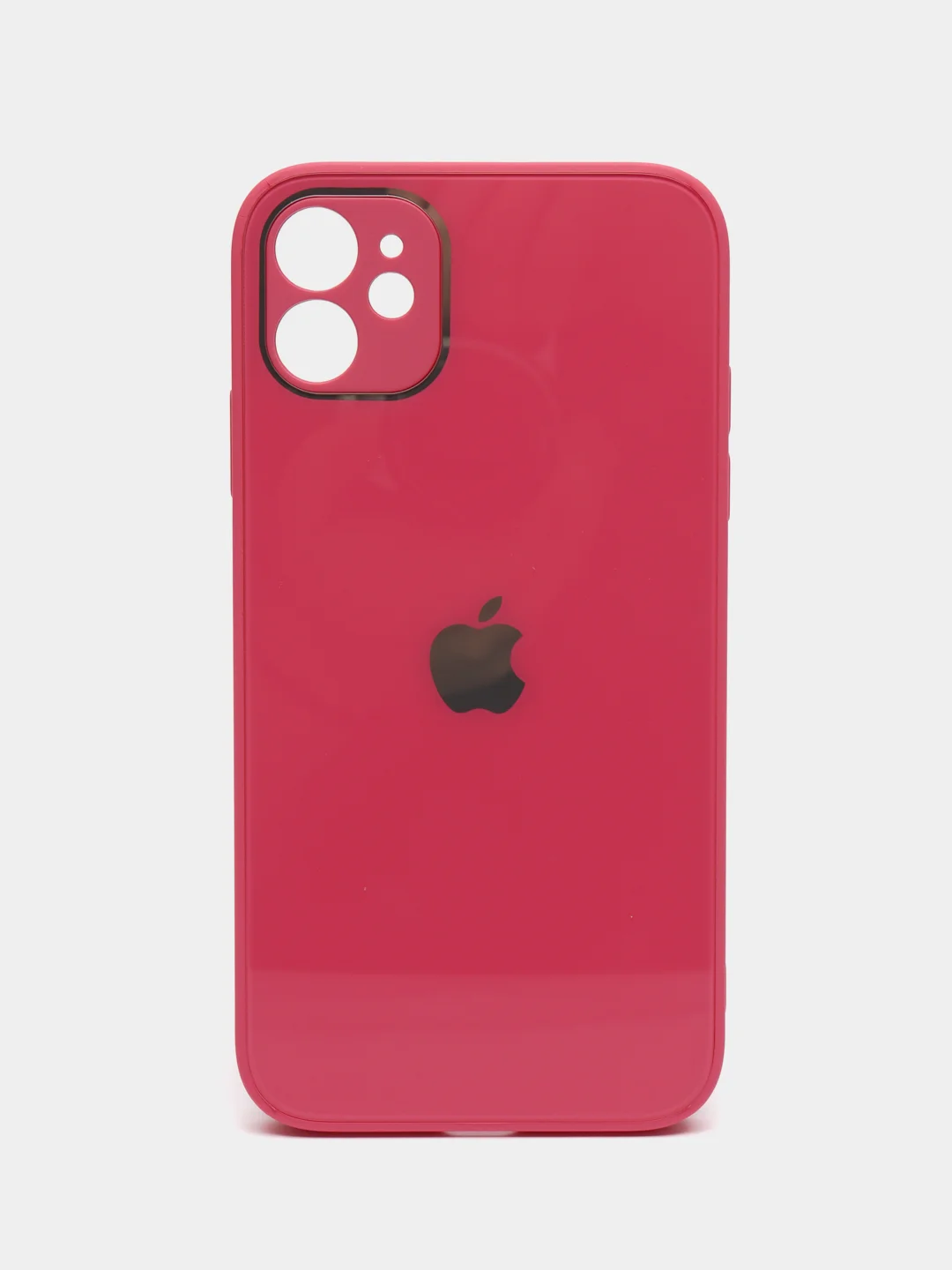 Розовый чехол для iPhone 11, силиконовый, со стеклянной панелью
