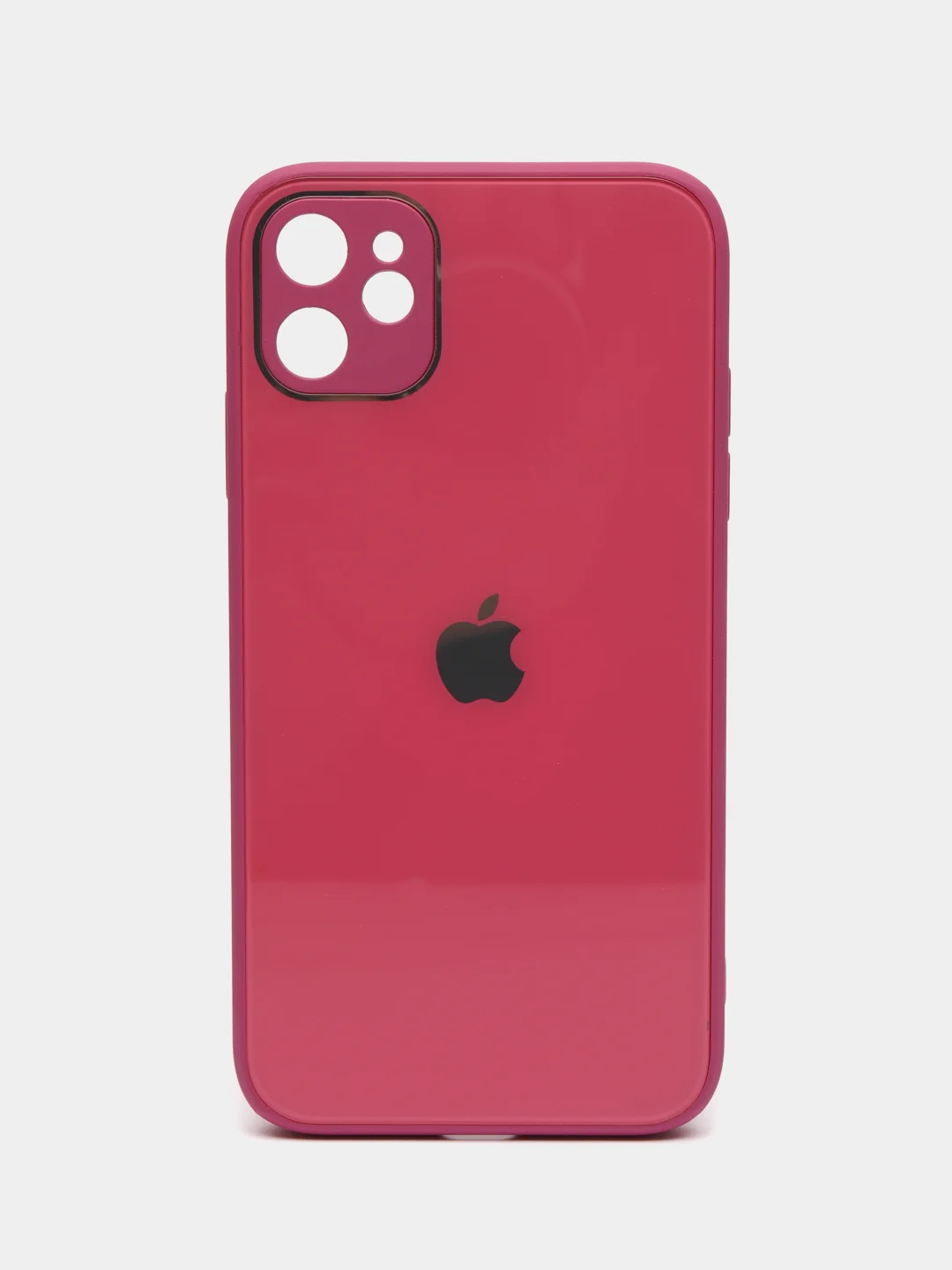 Фуксия чехол для iPhone 11, силиконовый, со стеклянной панелью