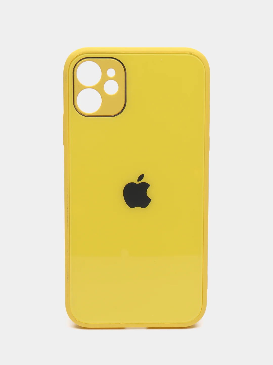 Желтый чехол для iPhone 11, силиконовый, со стеклянной панелью