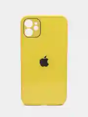 Желтый чехол для iPhone 11, силиконовый, со стеклянной панелью