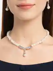 Серебряный свадебная бижутерия: колье и серьги
