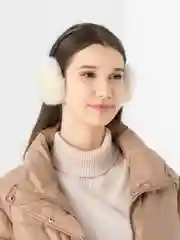 Белый наушники утепленные, ушки с искусственным мехом