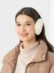 Белый наушники утепленные, ушки с искусственным мехом