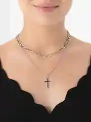 Кулон "Цепь" крестик, цвет серебро, 40 см