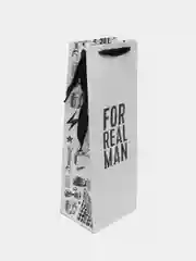 Пакет подарочный под бутылку "For real man", 36 х 13 х 10 см