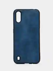 Синий чехол для Samsung A01, под кожу, силиконовый