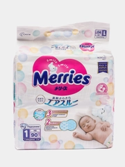 Подгузники Merries для новорожденных, до 5 кг, 90 штук