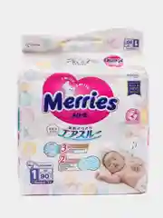Подгузники Merries для новорожденных, до 5 кг, 90 штук