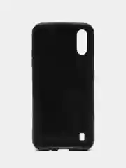 Черный чехол для Samsung A01, под кожу, силиконовый