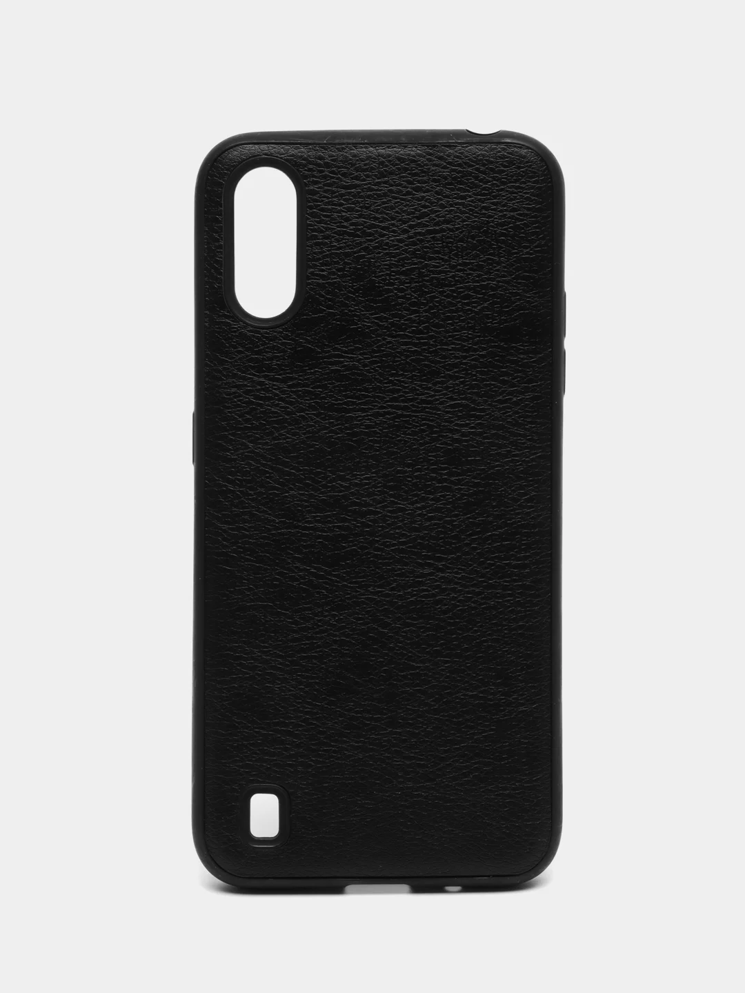Черный чехол для Samsung A01, под кожу, силиконовый