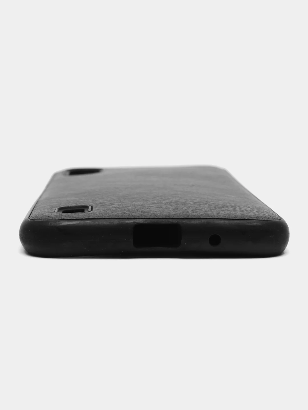 Черный чехол для Samsung A01, под кожу, силиконовый