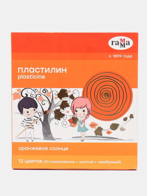 Пластилин Гамма "Оранжевое солнце", 12 цветов, 172г, со стеком,
