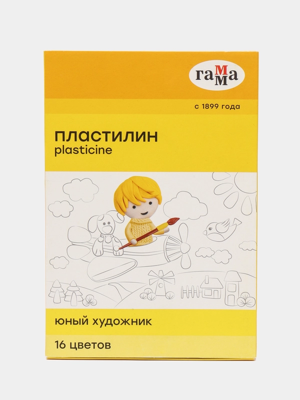 Пластилин Гамма "Юный художник" NEW, 16 цветов, 224г, со стеком,