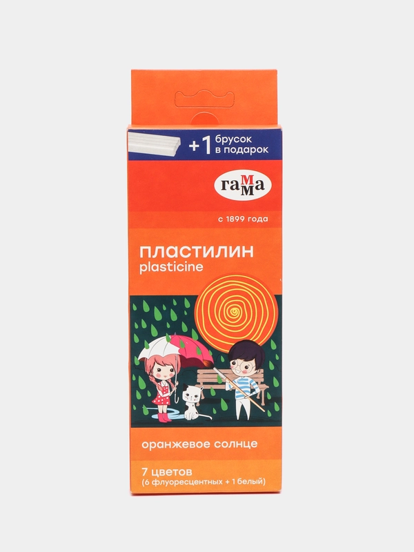Пластилин Гамма "Оранжевое солнце", 7 цветов, 93г, со стеком,, европодвес