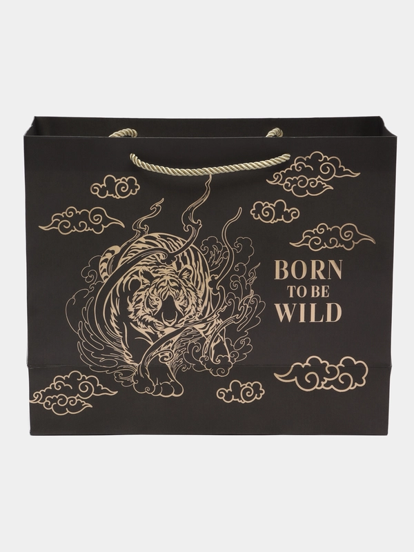 Пакет крафтовый Born to be wild, с пластиковым окном, 31 х 26 х 11 см