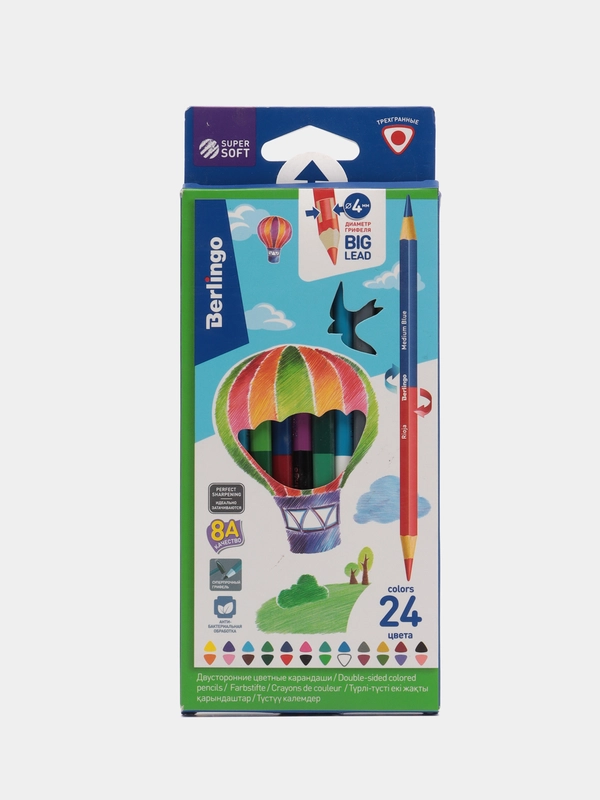 Карандаши цветные двусторонние Berlingo SuperSoft Duo, 24 цвета, 12 штук