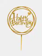 Светло-жёлтый топпер "Happy Birthday" для украшения торта