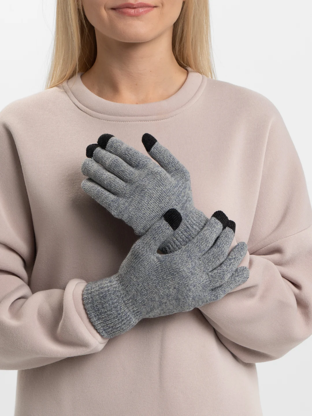Серый перчатки демисезонные мужские, женские, для экрана сенсорные touch screen
