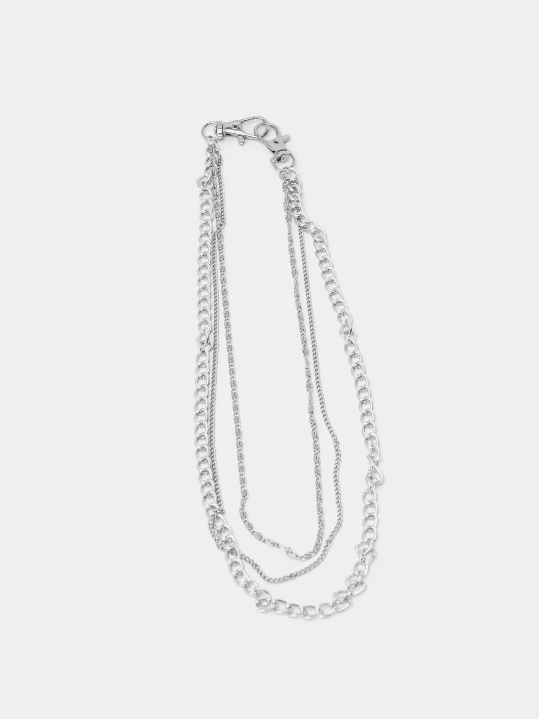 Серебряный цепь на джинсы, тройная цепочка, бодичейн
