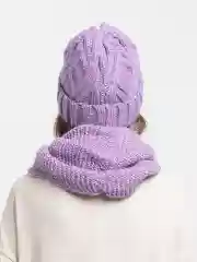 Фиолетовый комплект шапка+ снуд на флисе Эмилия