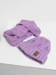 Фиолетовый комплект шапка+ снуд на флисе Эмилия