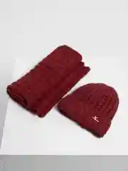 Багровый комплект шапка+ снуд на флисе Эмилия