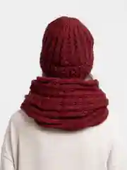 Багровый комплект шапка+ снуд на флисе Эмилия