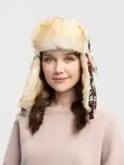 Красный шапка-ушанка, с принтом, унисекс