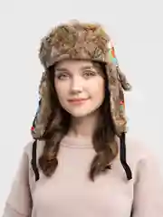 Коралловый шапка-ушанка, с принтом, унисекс