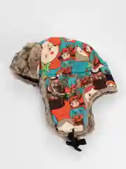 Коралловый шапка-ушанка, с принтом, унисекс