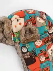 Коралловый шапка-ушанка, с принтом, унисекс