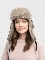Желтый шапка-ушанка, с принтом, унисекс