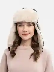 Зеленый шапка - ушанка женская
