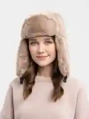 Черный шапка - ушанка женская