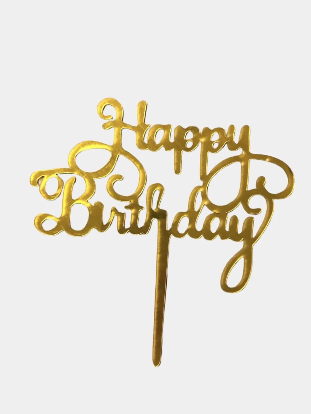 Черный украшение для торта "С днем родждения", топпер "Happy Birthday"
