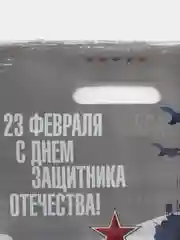 Бежевый пакет подарочный "23 февраля/ 8 марта", полиэтиленовый,с вырубной ручкой, 30 х 40 см, 50мк