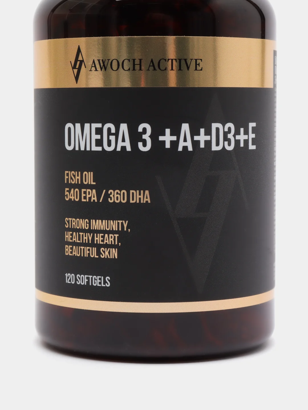 БАД к пище AWOCH ACTIVE Омега 3, с витаминами А, Д3, Е, 540 EPA / 360 DHA, 120 капсул