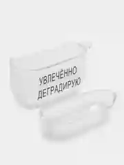 Темно-синий чехол для наушников Apple AirPods 3 силиконовый прозрачный принт Nike / Найк