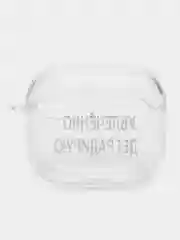 Темно-синий чехол для наушников Apple AirPods 3 силиконовый прозрачный принт Nike / Найк