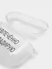 Темно-синий чехол для наушников Apple AirPods 3 силиконовый прозрачный принт Nike / Найк