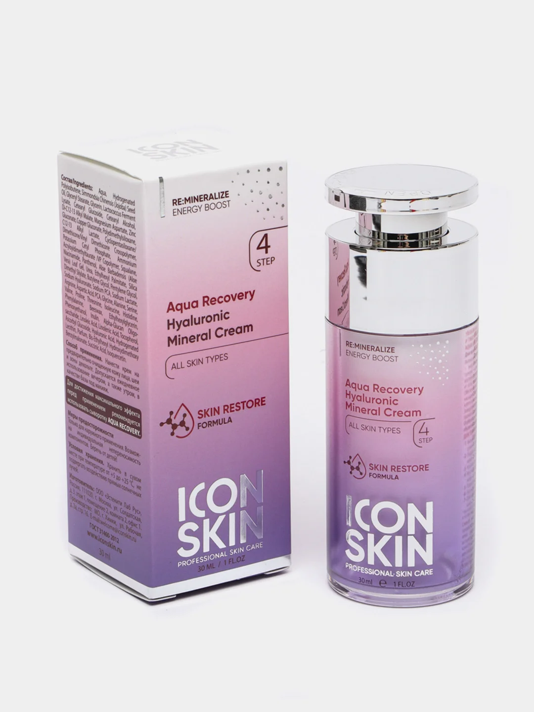 ICON SKIN Увлажняющий крем с гиалуроновой кислотой и минералами Aqua Recovery, 30 мл